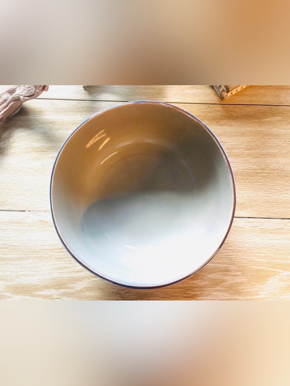 Neutral Gradient Ceramic Bowl - White Glazed